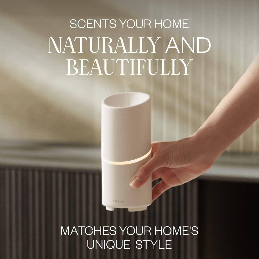 Move Cordless Ultrasonic Essential Oil Diffuser | Wireless Diffuser for Home Aromatherapy | 4 & 8-Hour Run Times - White
