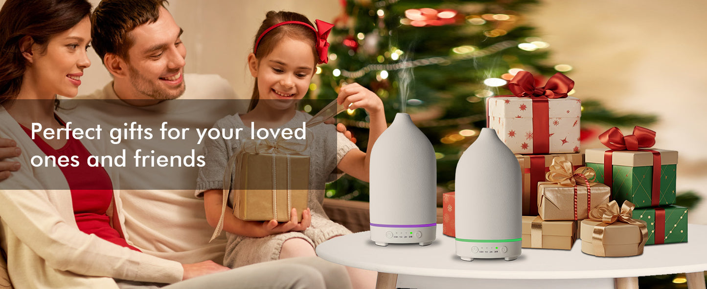 Ceramic Essential Oil Diffuser – 150ml Ultrasonic Aroma Humidifier with Auto Shut-Off