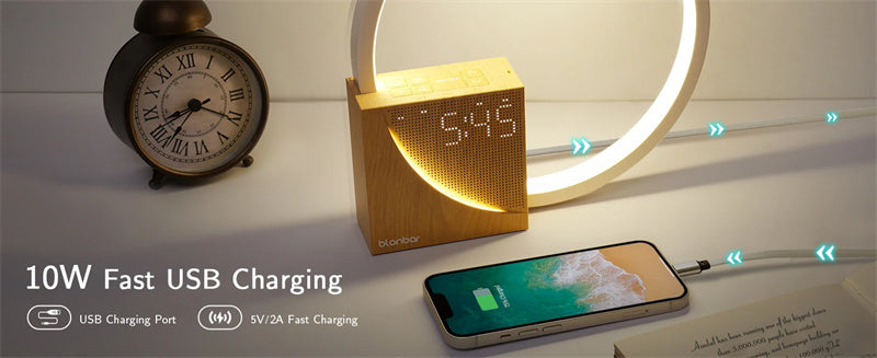 Smart Bedside Lamp with Alarm Clock & Natural Sounds – Touch Control & 3 Brightness Levels