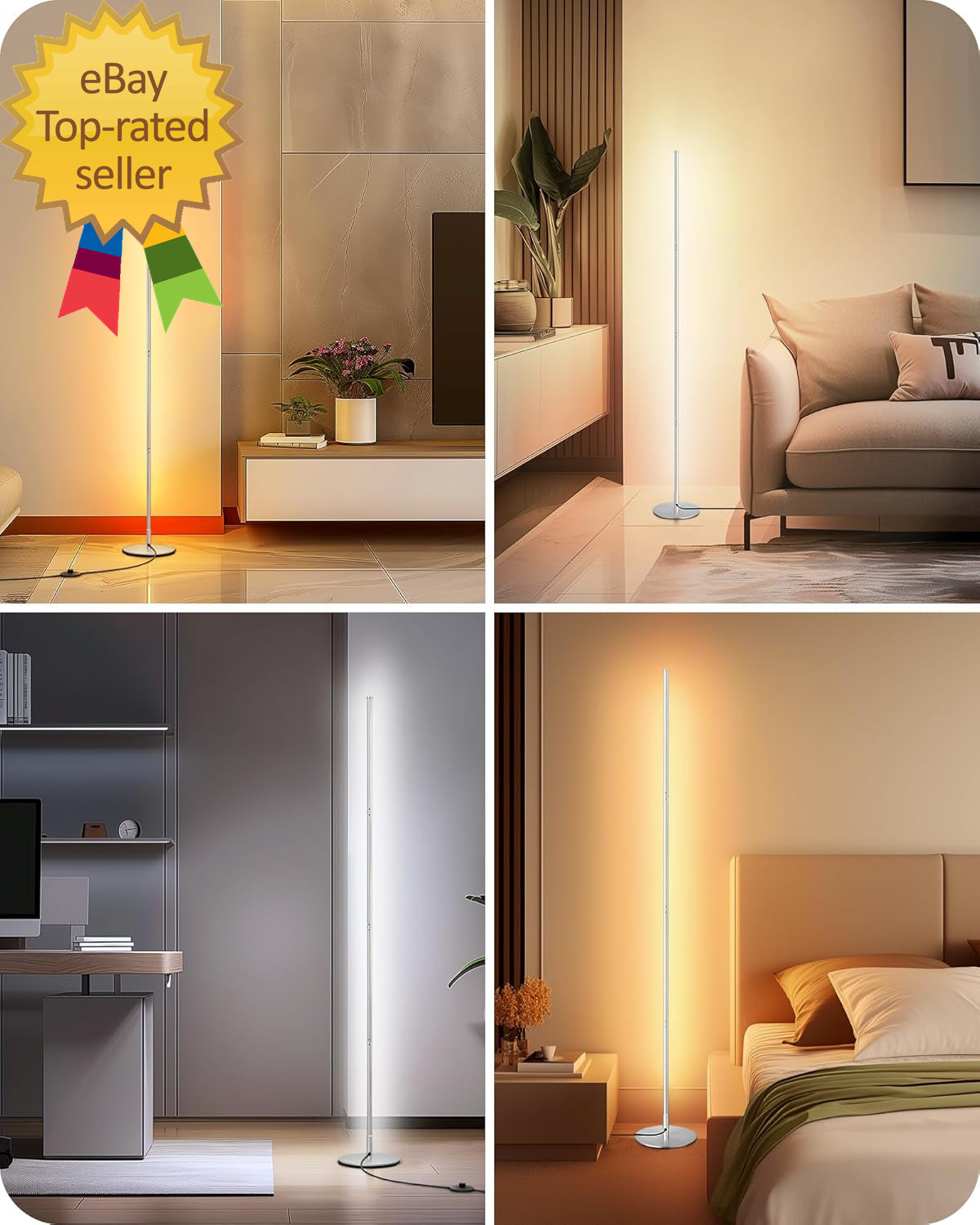 LED Standing Floor Lamp Dimmable Corner Standing Light with Remote