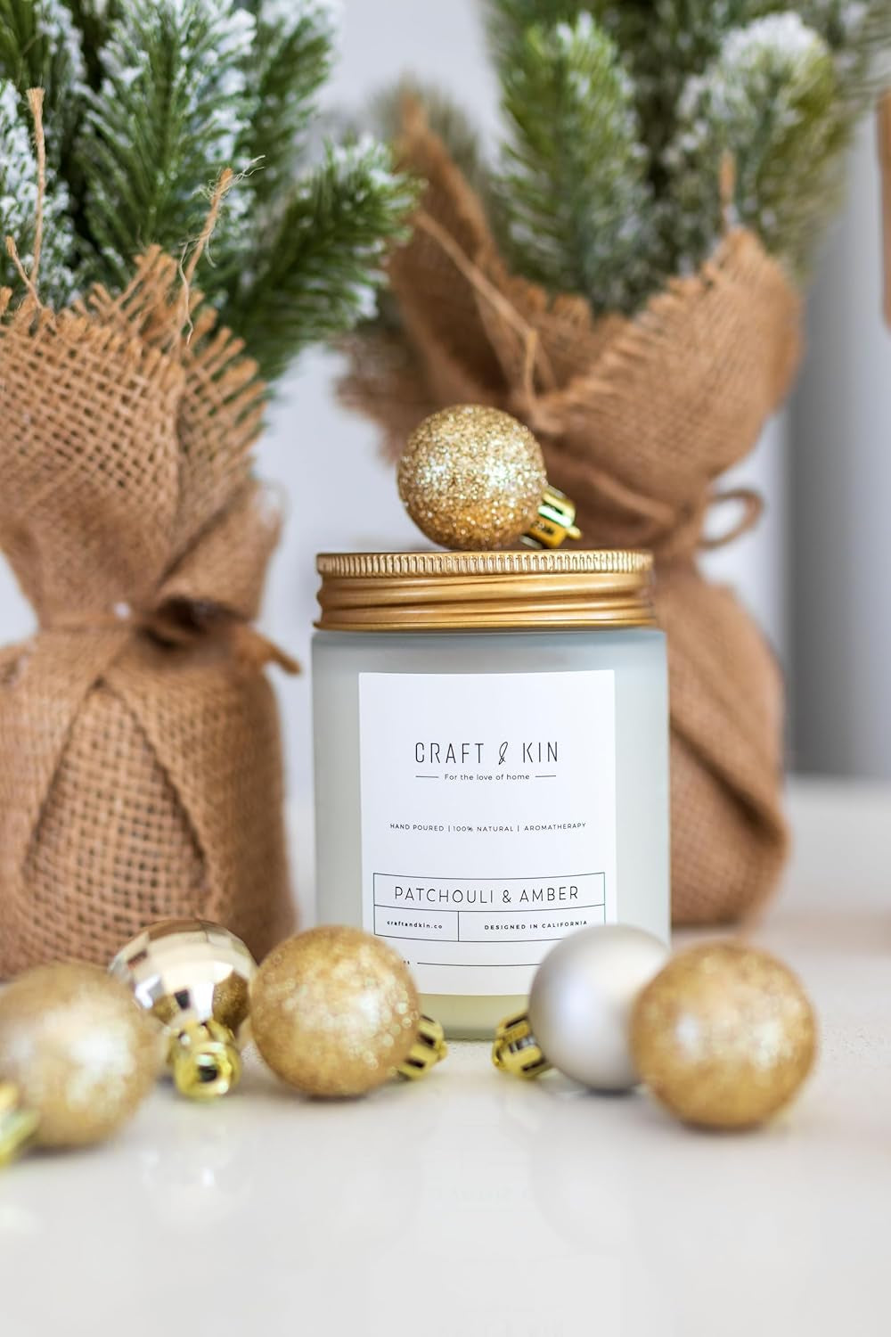 Patchouli & Amber Fall Scented Candle | 8 Oz, 45-Hour Long Lasting | Classic Soy Candle with Wood Wick | Made with Natural Soy | Fall Gifts for Men and Women