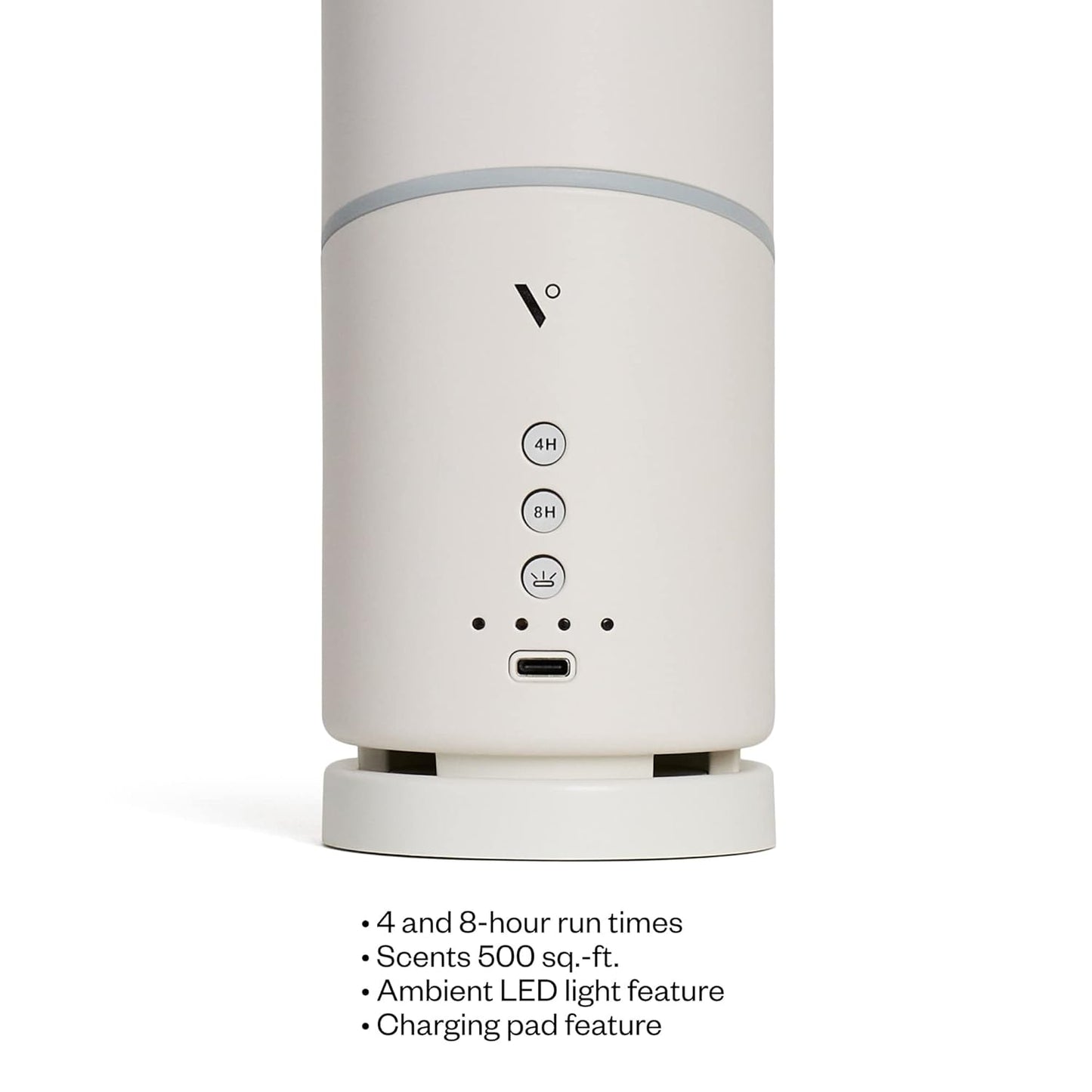 Move Cordless Ultrasonic Essential Oil Diffuser | Wireless Diffuser for Home Aromatherapy | 4 & 8-Hour Run Times - White