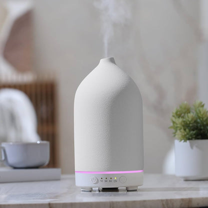 Ceramic Essential Oil Diffuser – 150ml Ultrasonic Aroma Humidifier with Auto Shut-Off