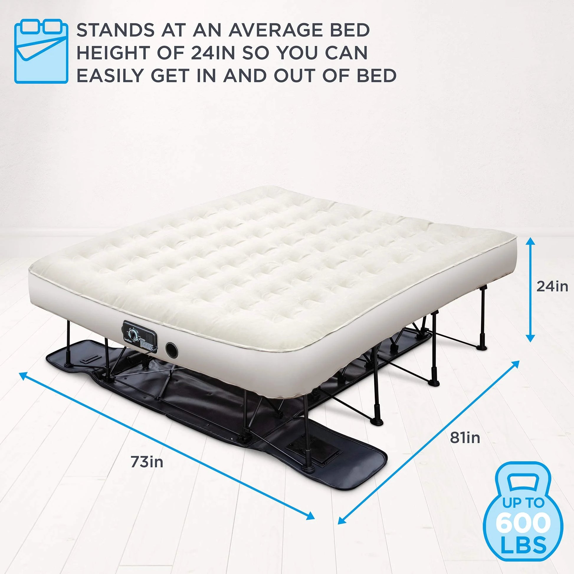 Ez-Bed 22.5" Self-Inflating Air Mattress with Built-In Pump, King