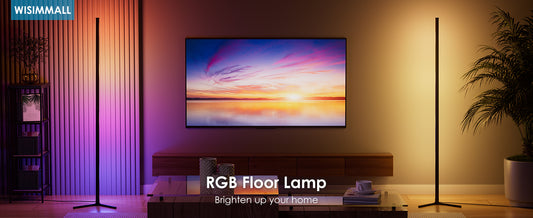 Smart LED Corner Floor Lamp – WiFi App & Remote Control, 16M RGB Colors, Music Sync, Dimmable Modern Standing Light for Bedroom, Living Room & Gaming Room