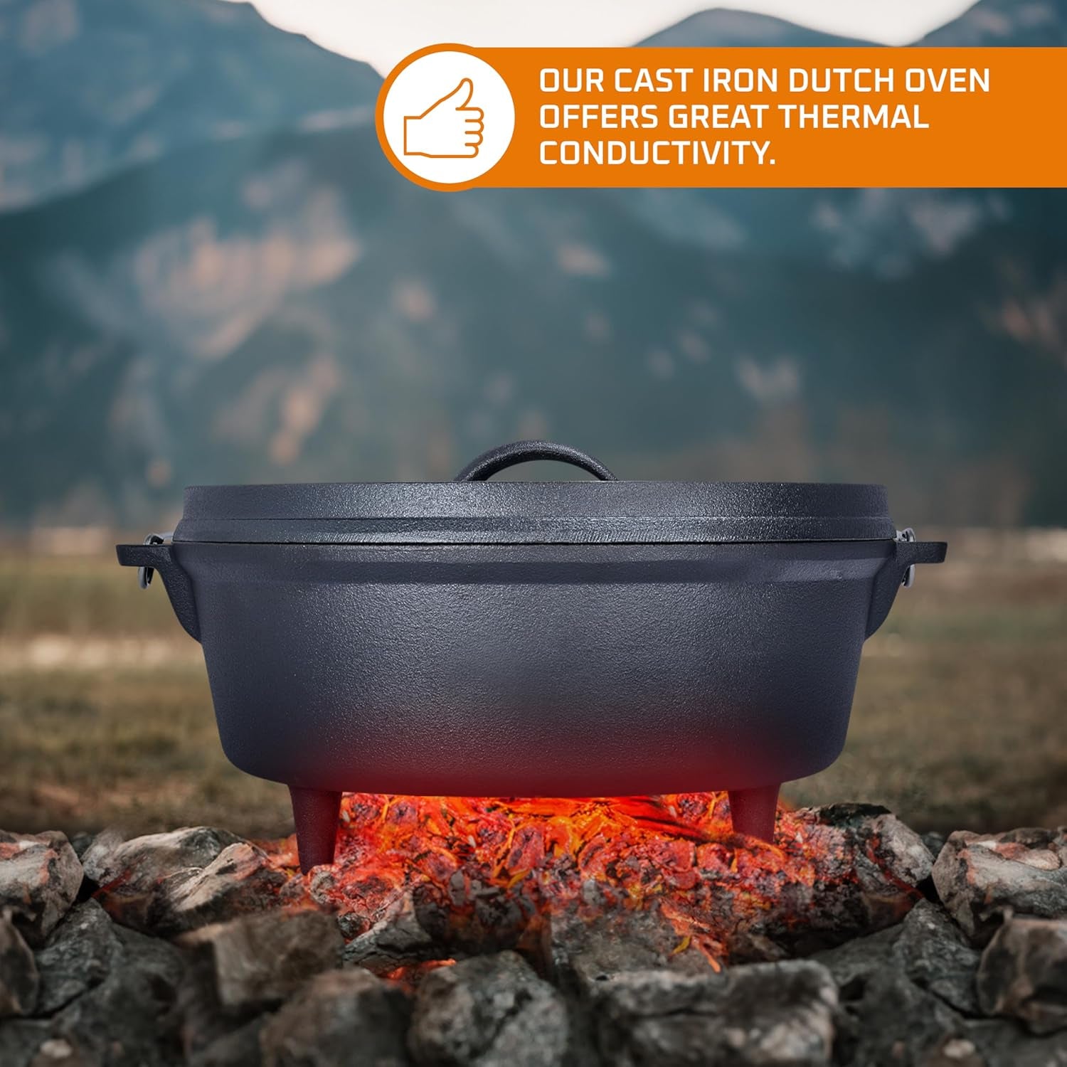 5 Qt Camp Dutch Ovens Set - Black: Experience High-Performance Cooking with This Versatile and Durable 3-Piece Set, Including a Pot, Lid, and 9" Meat Rack/Trivet. - 13 X 13 Inch