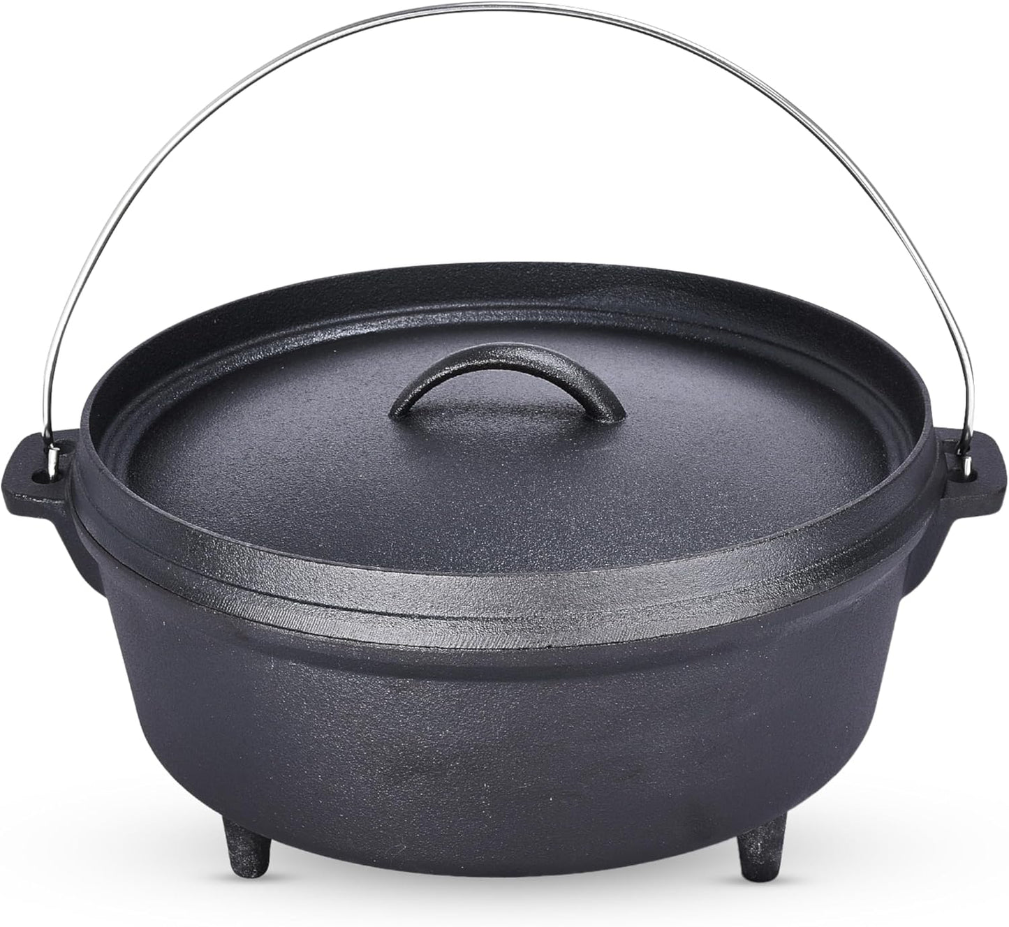 5 Qt Camp Dutch Ovens Set - Black: Experience High-Performance Cooking with This Versatile and Durable 3-Piece Set, Including a Pot, Lid, and 9" Meat Rack/Trivet. - 13 X 13 Inch