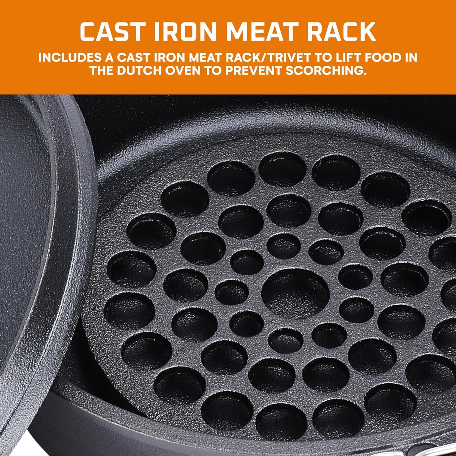 5 Qt Camp Dutch Ovens Set - Black: Experience High-Performance Cooking with This Versatile and Durable 3-Piece Set, Including a Pot, Lid, and 9" Meat Rack/Trivet. - 13 X 13 Inch