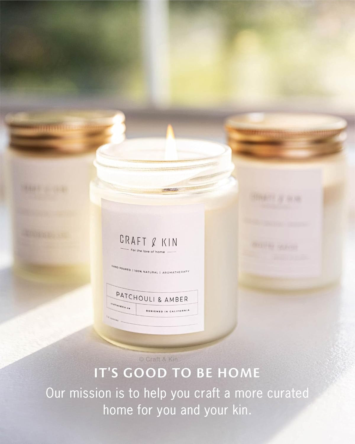 Patchouli & Amber Fall Scented Candle | 8 Oz, 45-Hour Long Lasting | Classic Soy Candle with Wood Wick | Made with Natural Soy | Fall Gifts for Men and Women